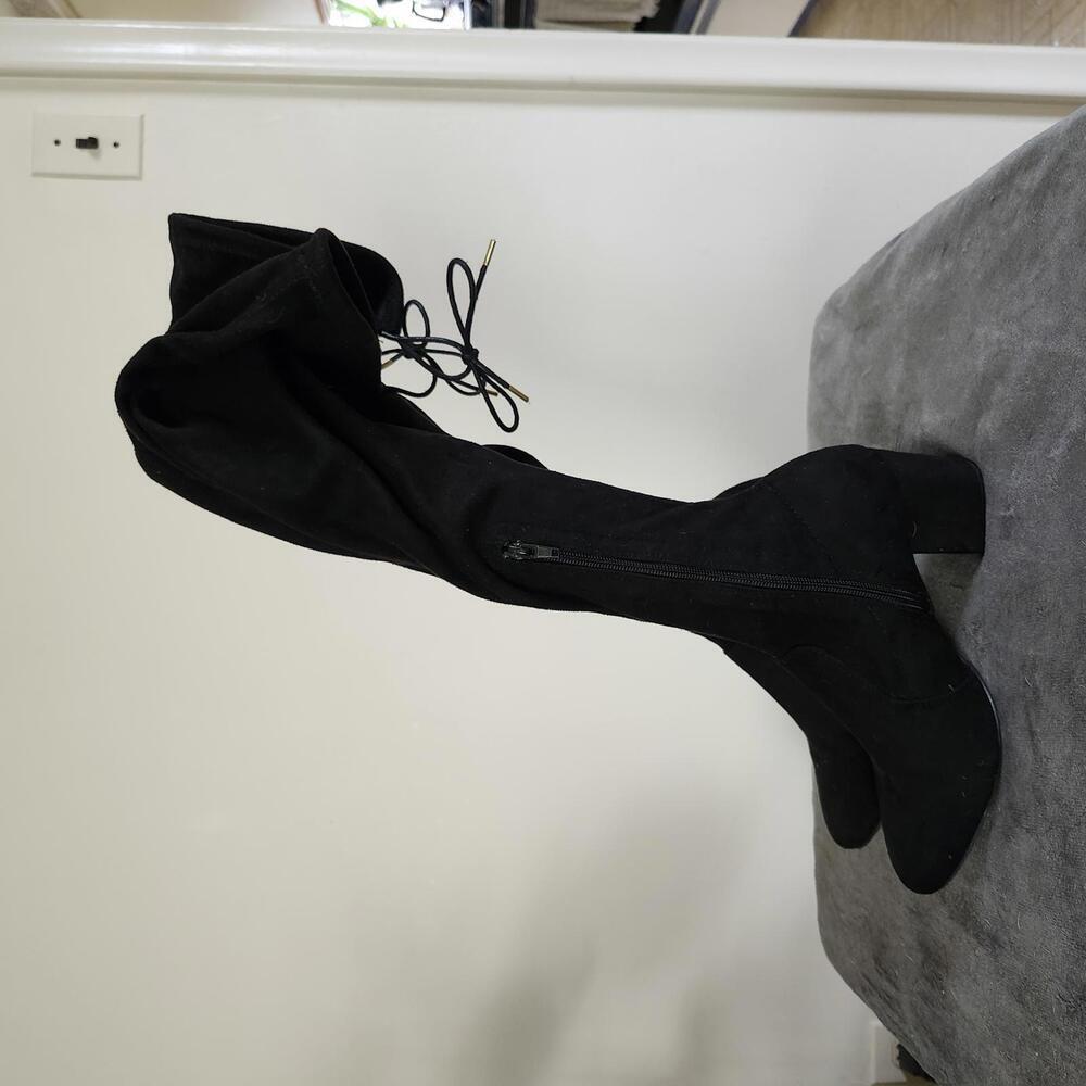 Qupid over the knee chunky heeled boots black womens size 8